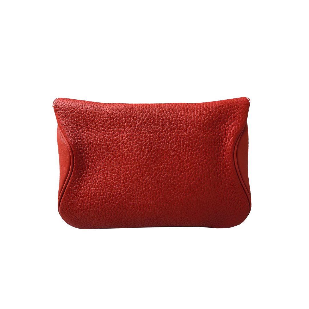 Hermes - RED POPPY CLEMENCE AND SWIFT LEATHER CLUTCH