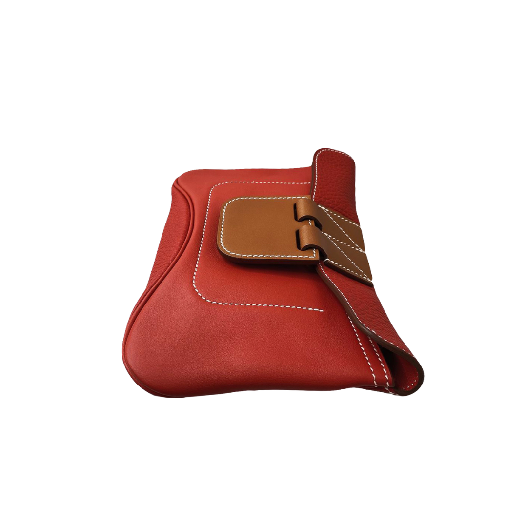 Hermes - RED POPPY CLEMENCE AND SWIFT LEATHER CLUTCH