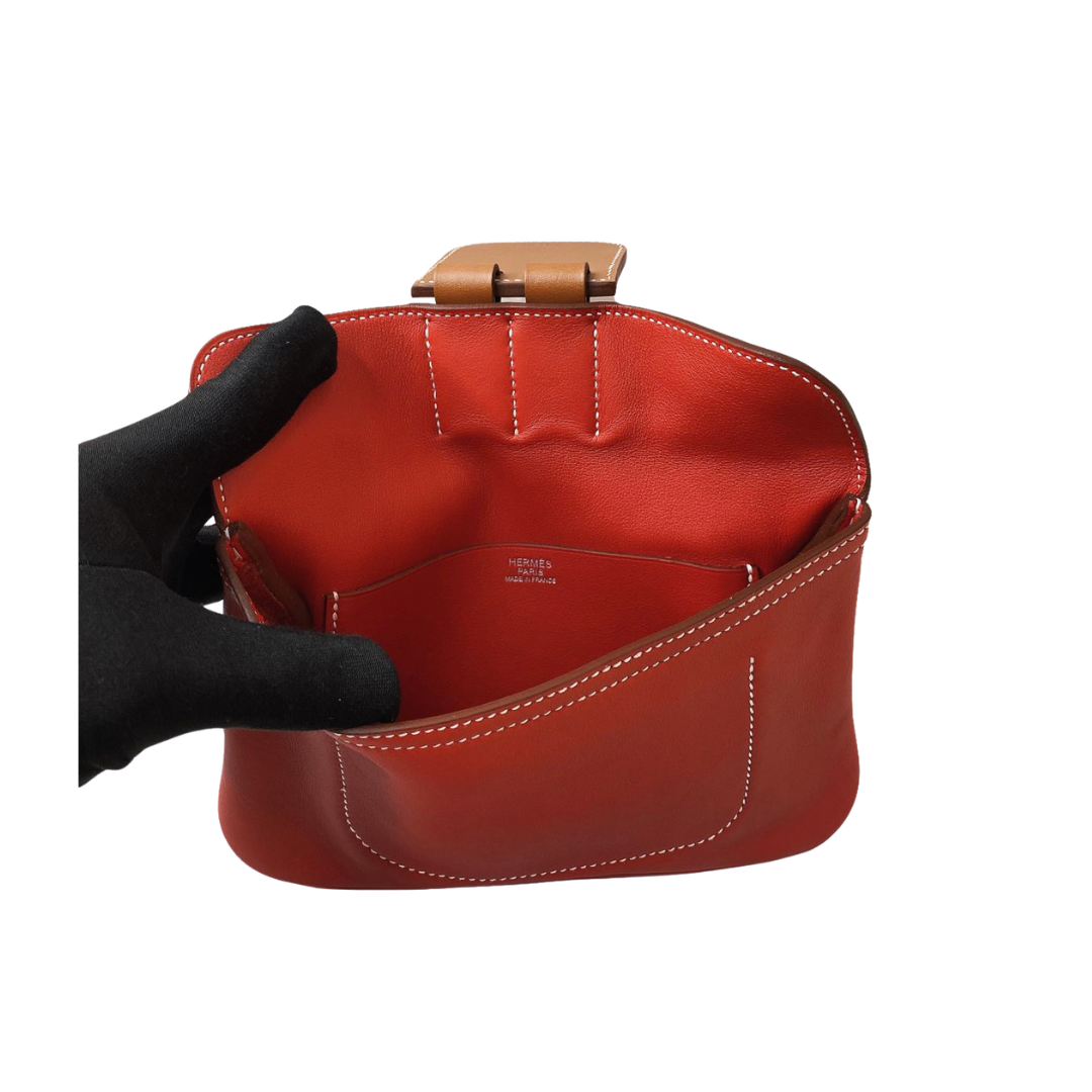 Hermes - RED POPPY CLEMENCE AND SWIFT LEATHER CLUTCH