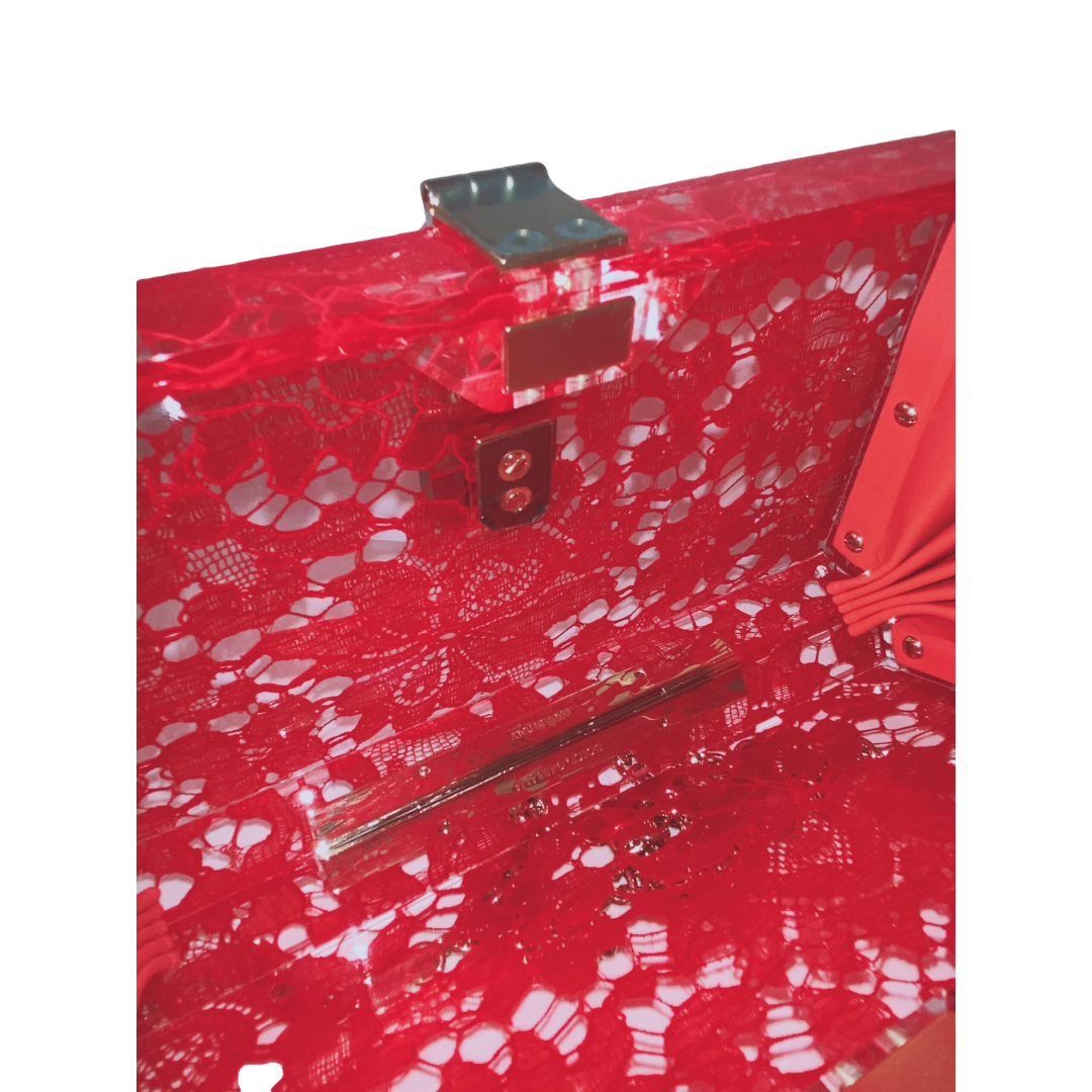 DOLCE GABBANA - PLEXIGLASS LACE DOLCE CLUTCH