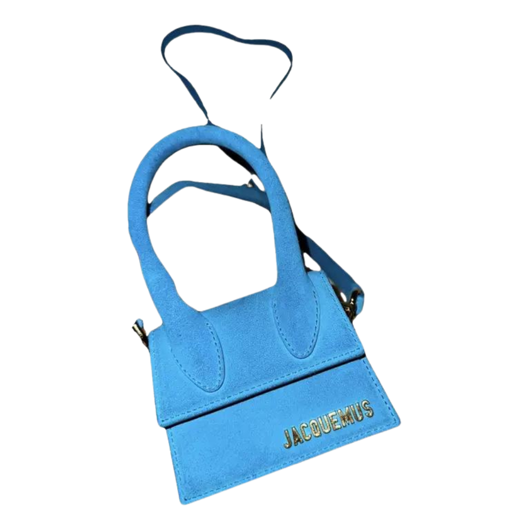 JACQUEMUS - BLUE NUBUCK LEATHER LE CHIQUITO TOP HANDLE BAG My Store