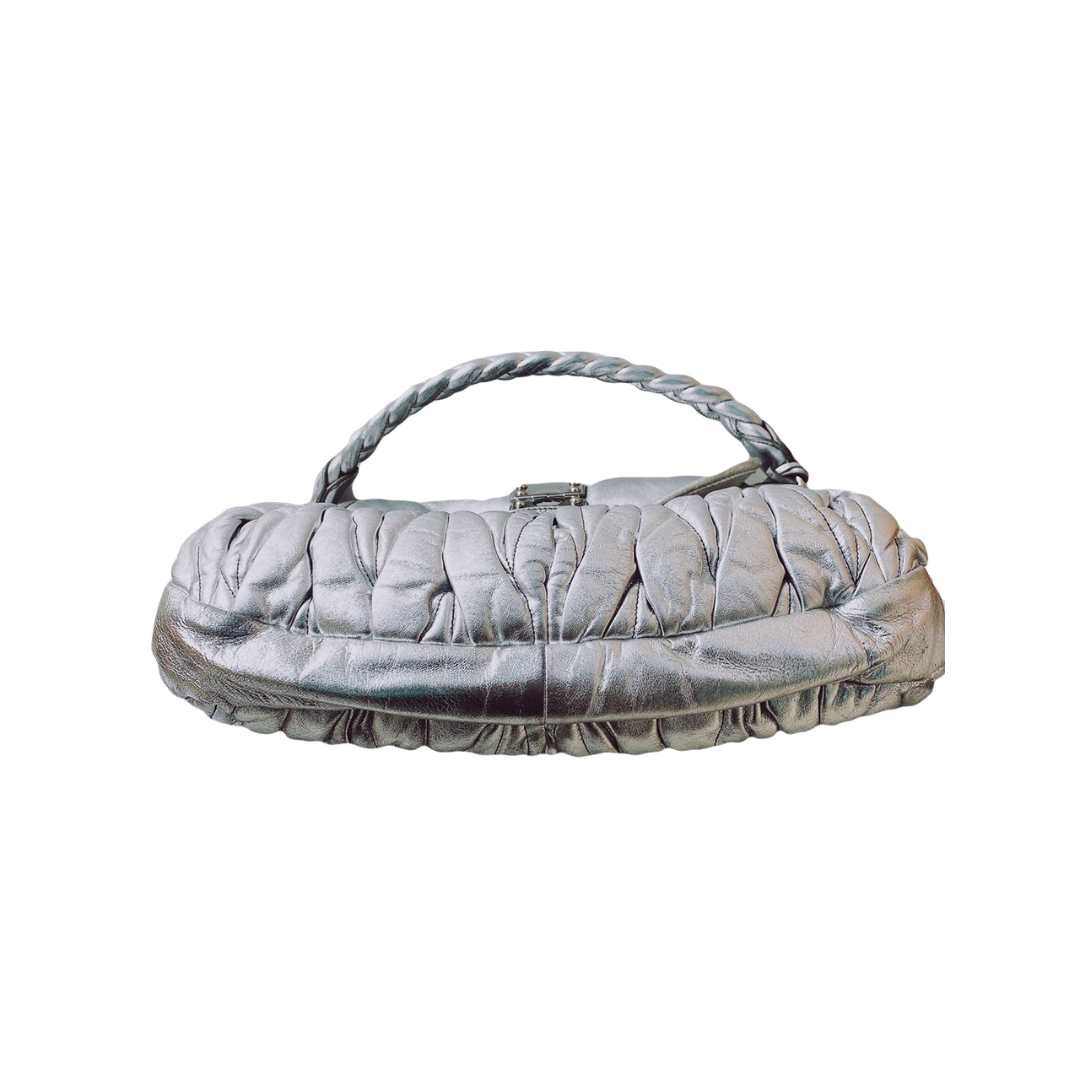 MIU MIU - SILVER MATELASSE LEATHER COFFER HOBO BAG My Store
