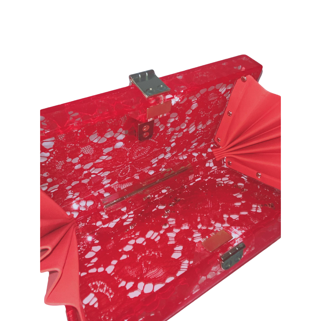 DOLCE GABBANA - PLEXIGLASS LACE DOLCE CLUTCH