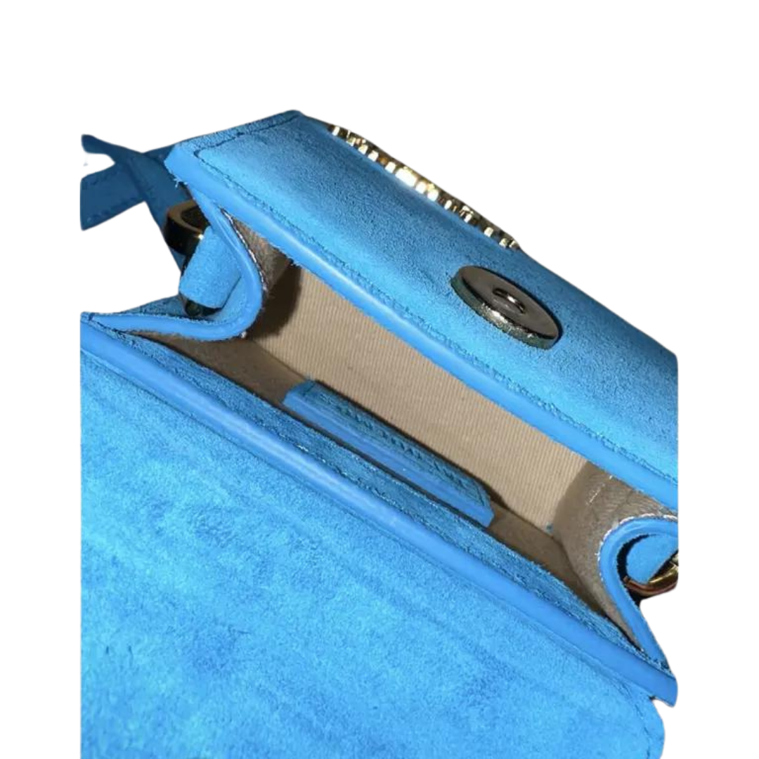 JACQUEMUS - BLUE NUBUCK LEATHER LE CHIQUITO TOP HANDLE BAG My Store