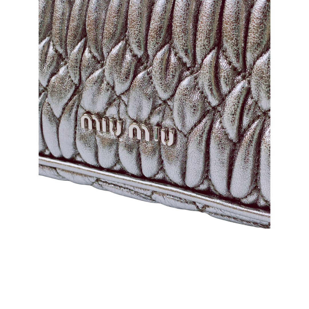 MIU MIU - CRYSTAL EMBELLISHED SILVER LEATHER BAG My Store