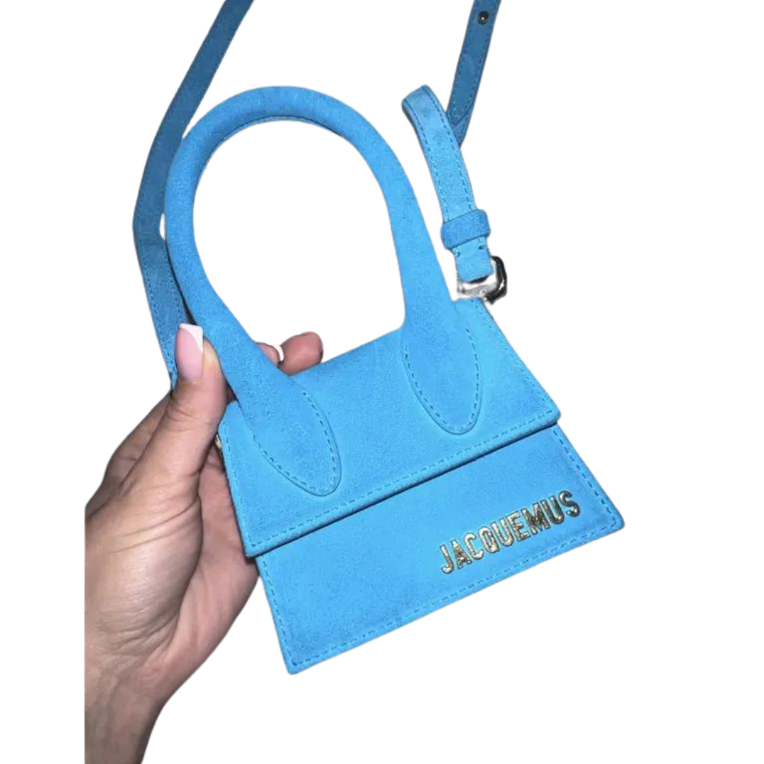 JACQUEMUS - BLUE NUBUCK LEATHER LE CHIQUITO TOP HANDLE BAG My Store