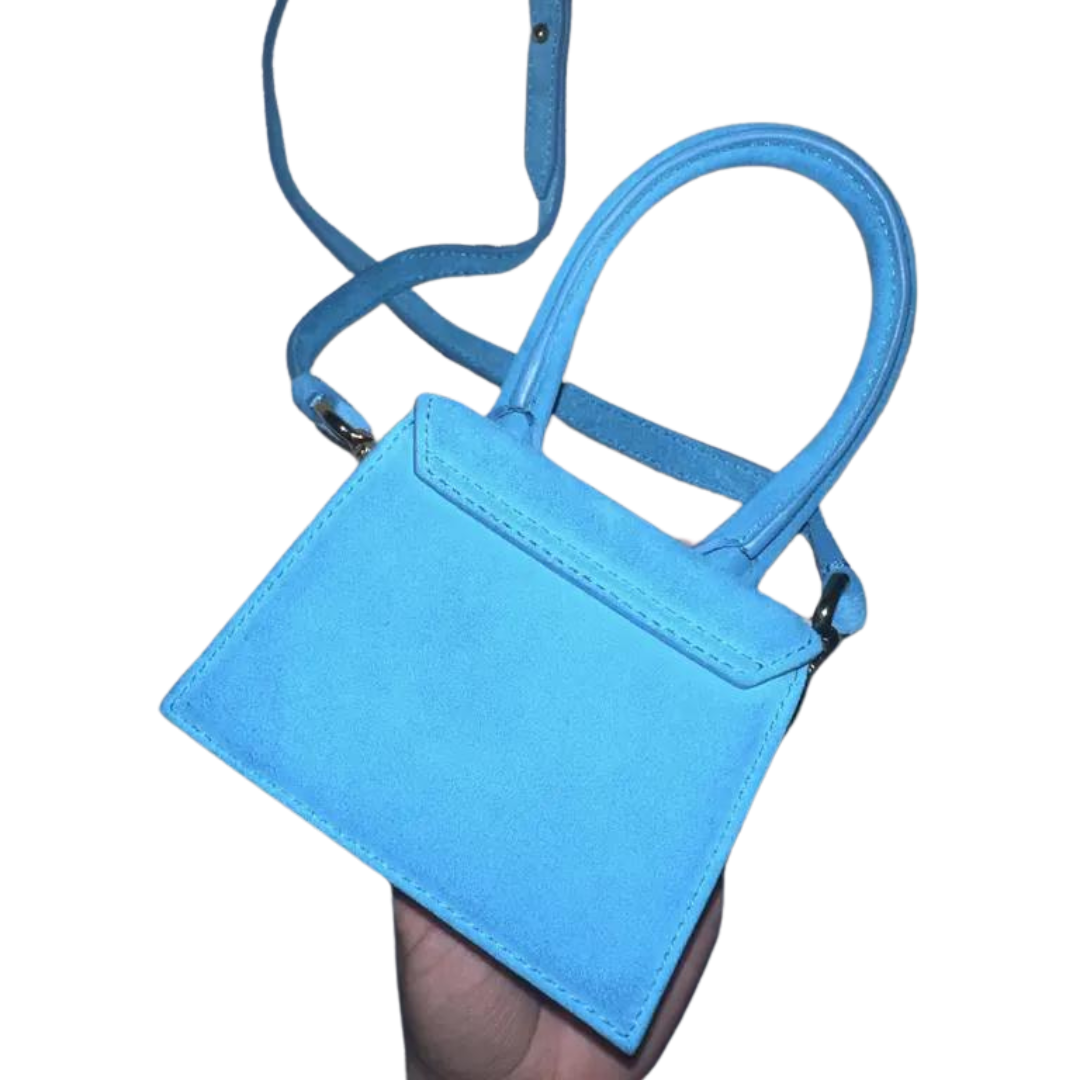 JACQUEMUS - BLUE NUBUCK LEATHER LE CHIQUITO TOP HANDLE BAG My Store