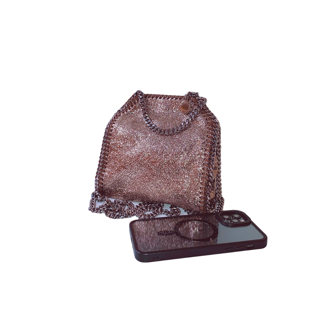 STELLA MCCARTNEY - METALLIC BRONZE FAUX LEATHER TINY FALABELLA SHOULDER BAG 391698 W6947 512064 My Store