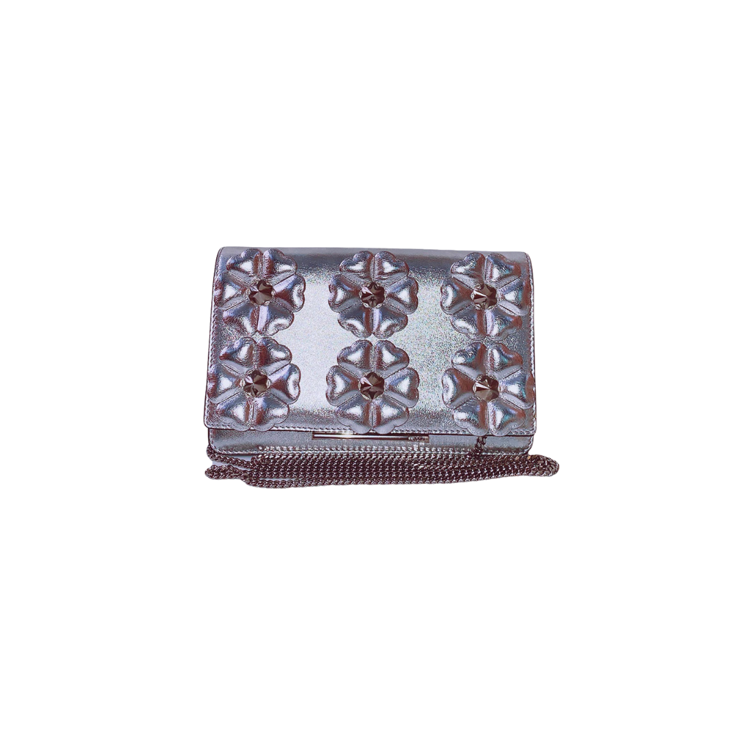 Fendi - METALLIC SILVER LEATHER WALLET ON CHAIN My Store