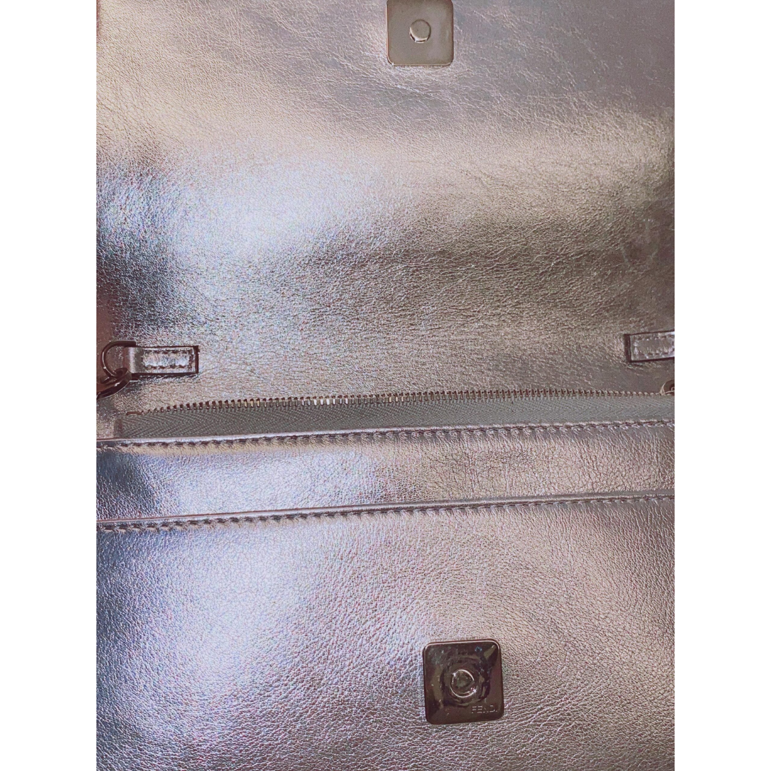 Fendi - METALLIC SILVER LEATHER WALLET ON CHAIN My Store