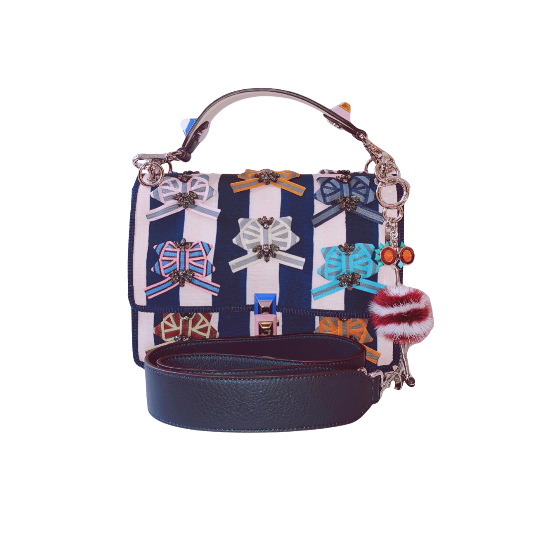 Fendi - BOW EMBELLISHED CANVAS AND LEATHER SMALL My Store