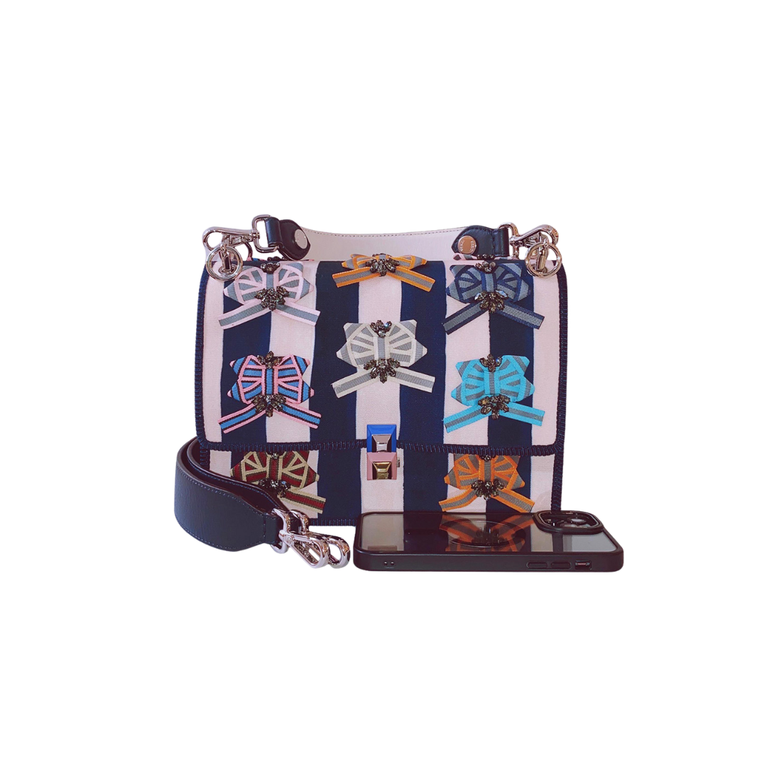 Fendi - BOW EMBELLISHED CANVAS AND LEATHER SMALL My Store