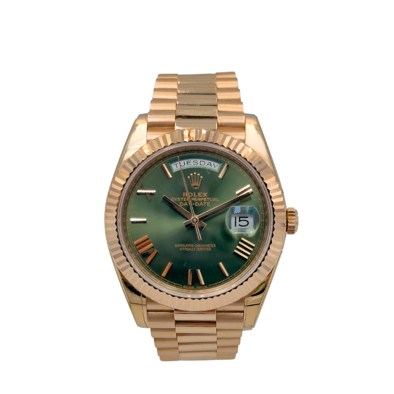 Rolex 228235 Day-Date 40 Rose Gold Olive Green Dial - 2018 Full Set My Store