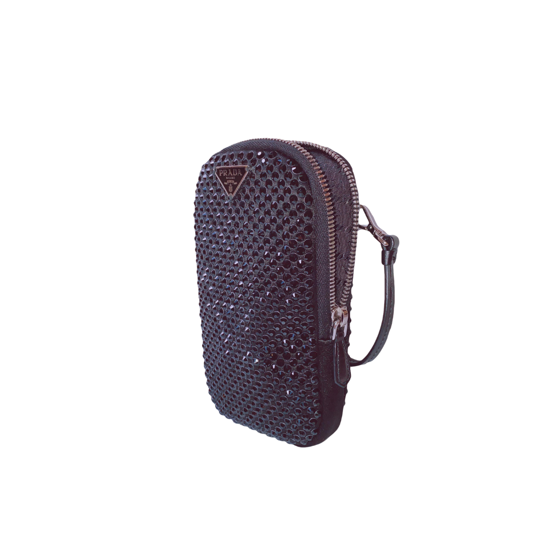 PRADA - SATIN CRYSTAL ZIP PHONE CASE CROSSBODY BAG My Store