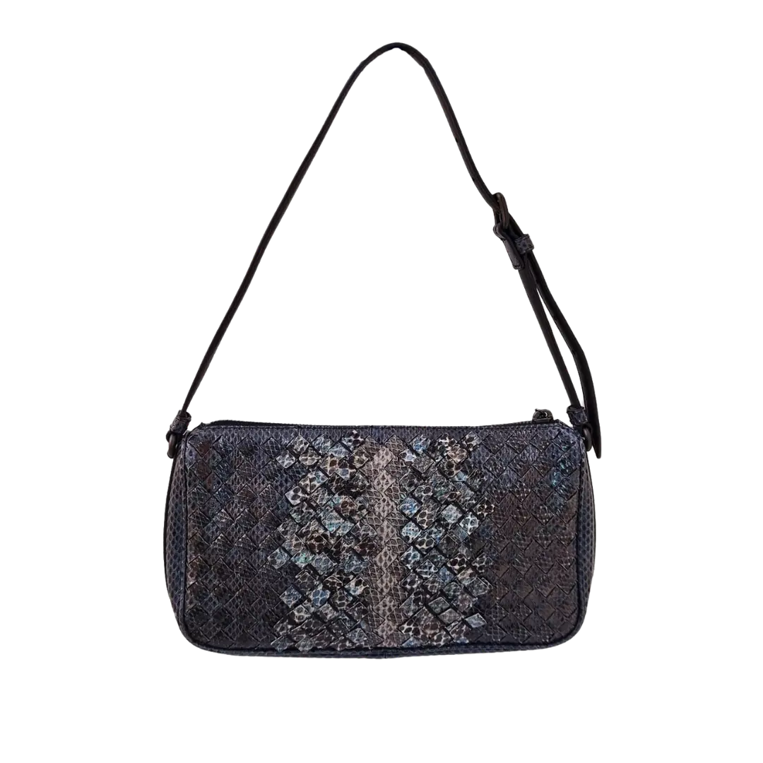 Bottega Veneta - GREY LEATHER AND PHYTON SHOULDER BAG My Store