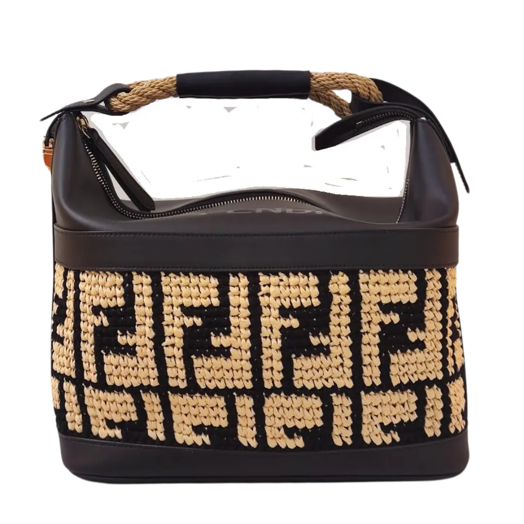 Fendi - BLACK/BEIGE RAFFIA INSULATED BAG My Store