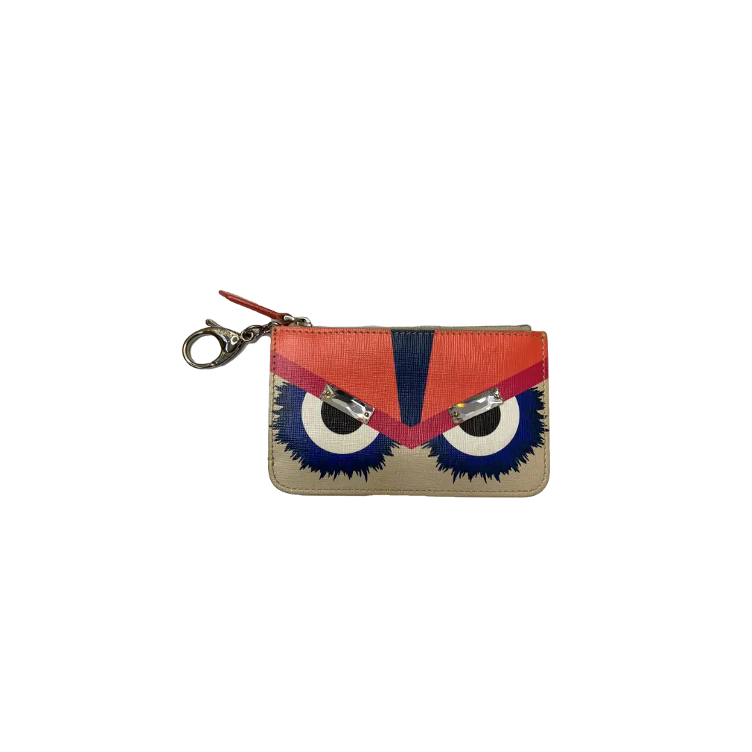 Fendi - MULTICOLOUR MONSTER VITELLO ELITE LEATHER KEY RING POUCH My Store