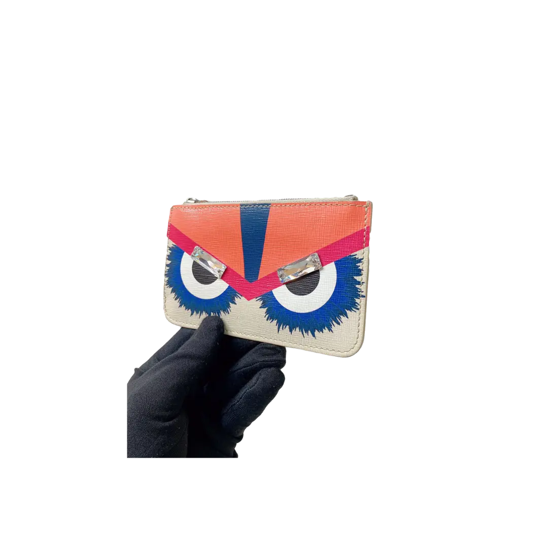 Fendi - MULTICOLOUR MONSTER VITELLO ELITE LEATHER KEY RING POUCH My Store