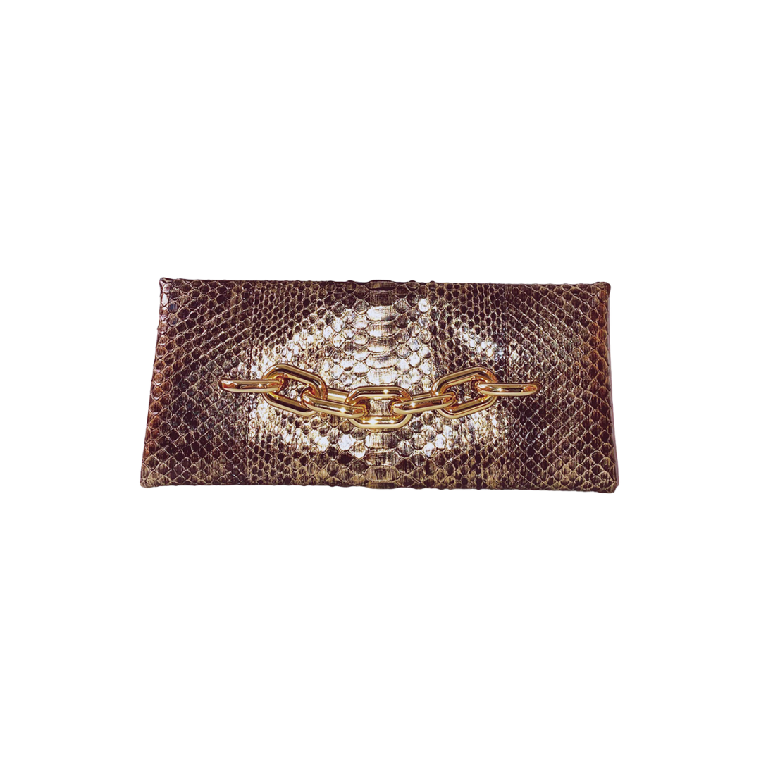 TOM FORD - BLACK/GOLD PYTHON CHAIN CLUTCH BAG My Store