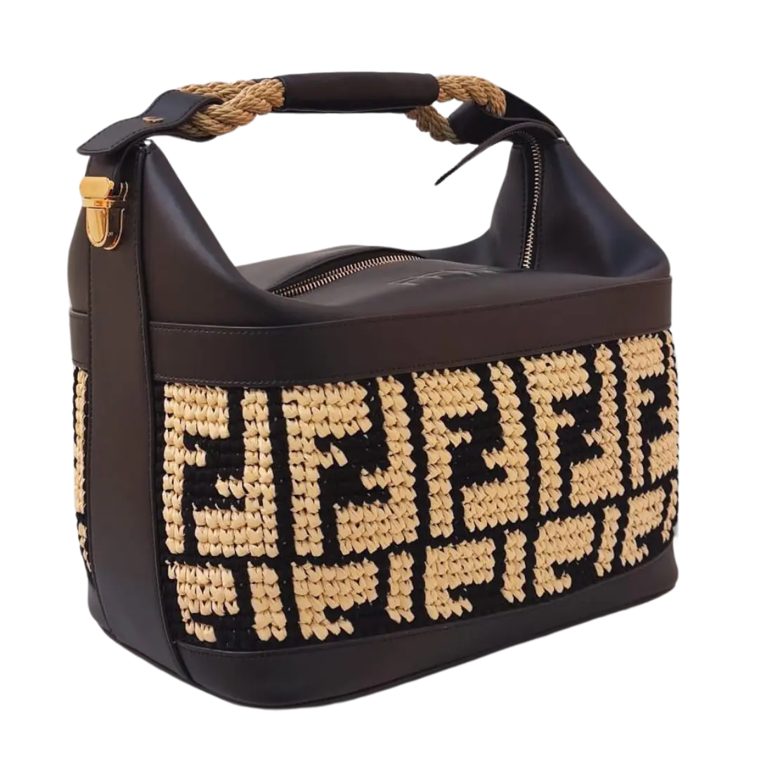 Fendi - BLACK/BEIGE RAFFIA INSULATED BAG My Store
