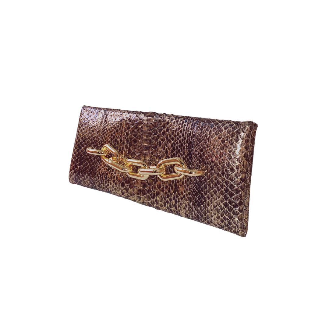 TOM FORD - BLACK/GOLD PYTHON CHAIN CLUTCH BAG My Store