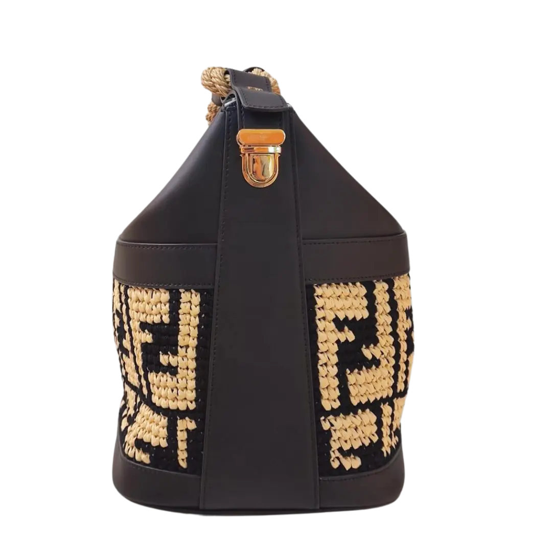 Fendi - BLACK/BEIGE RAFFIA INSULATED BAG My Store