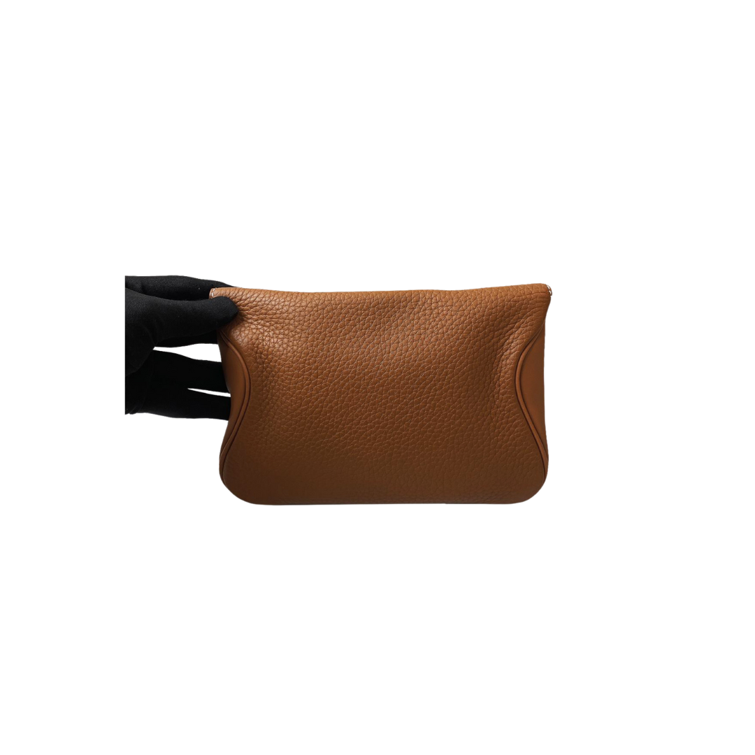Hermes - BROWN POPPY CLEMENCE AND SWIFT LEATHER VIREVOLTE CLUTCH My Store
