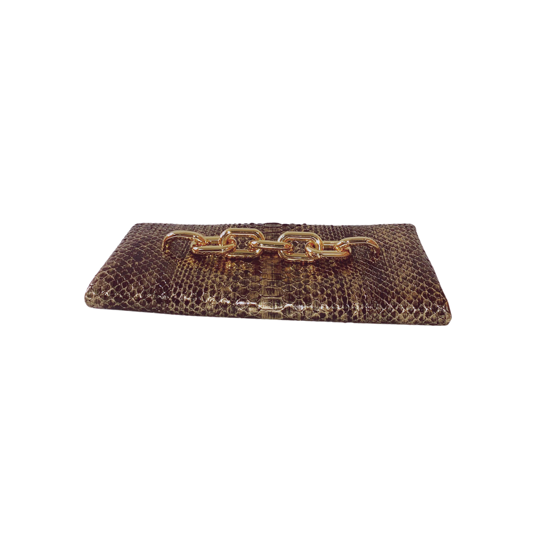 TOM FORD - BLACK/GOLD PYTHON CHAIN CLUTCH BAG My Store