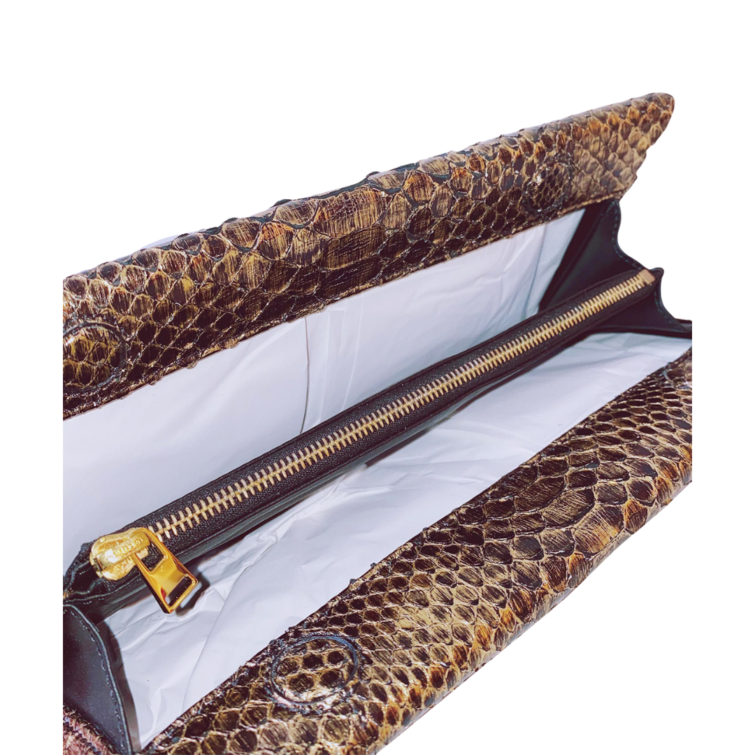 TOM FORD - BLACK/GOLD PYTHON CHAIN CLUTCH BAG My Store