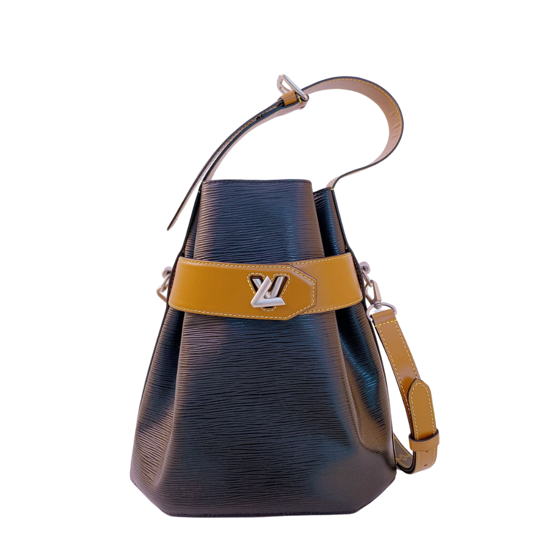 LOUIS VUITTON - BLACK EPI LEATHER TWIST BUCKET BAG - FL3198
