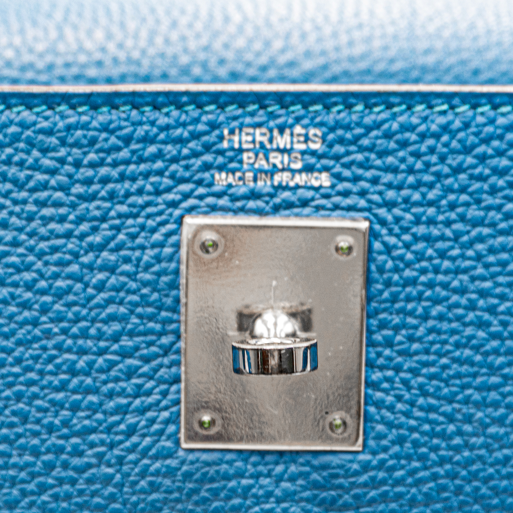 HERMES BLEU TOGO LEATHER KELLY 32 BAG PHW