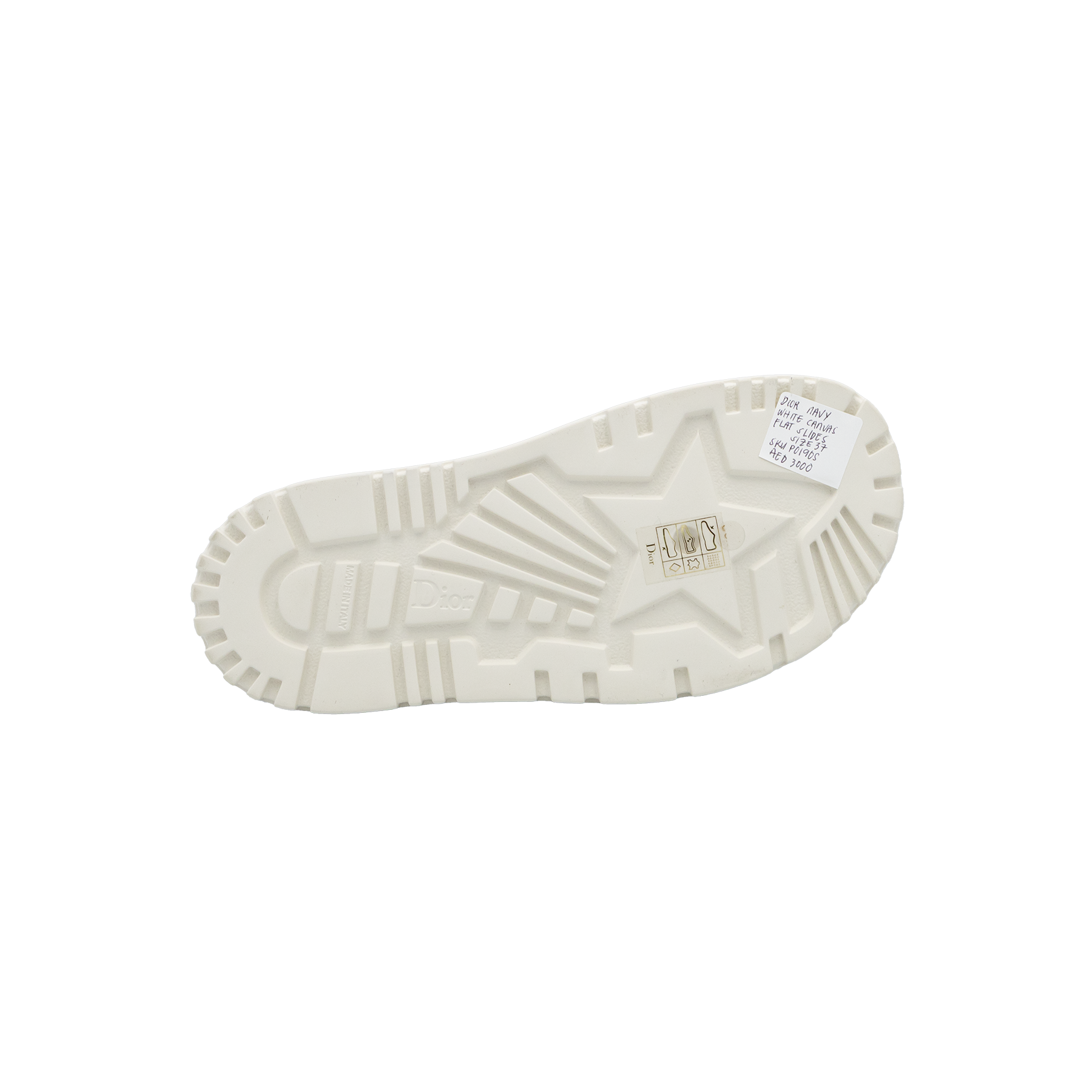 Dior Navy Blue/White Canvas Dway Flat Slides - Size 37