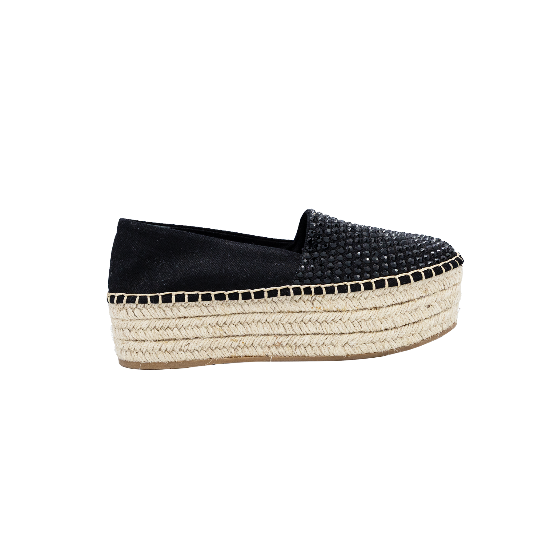 Miu Miu Black Studded Leather Espadrille Flats