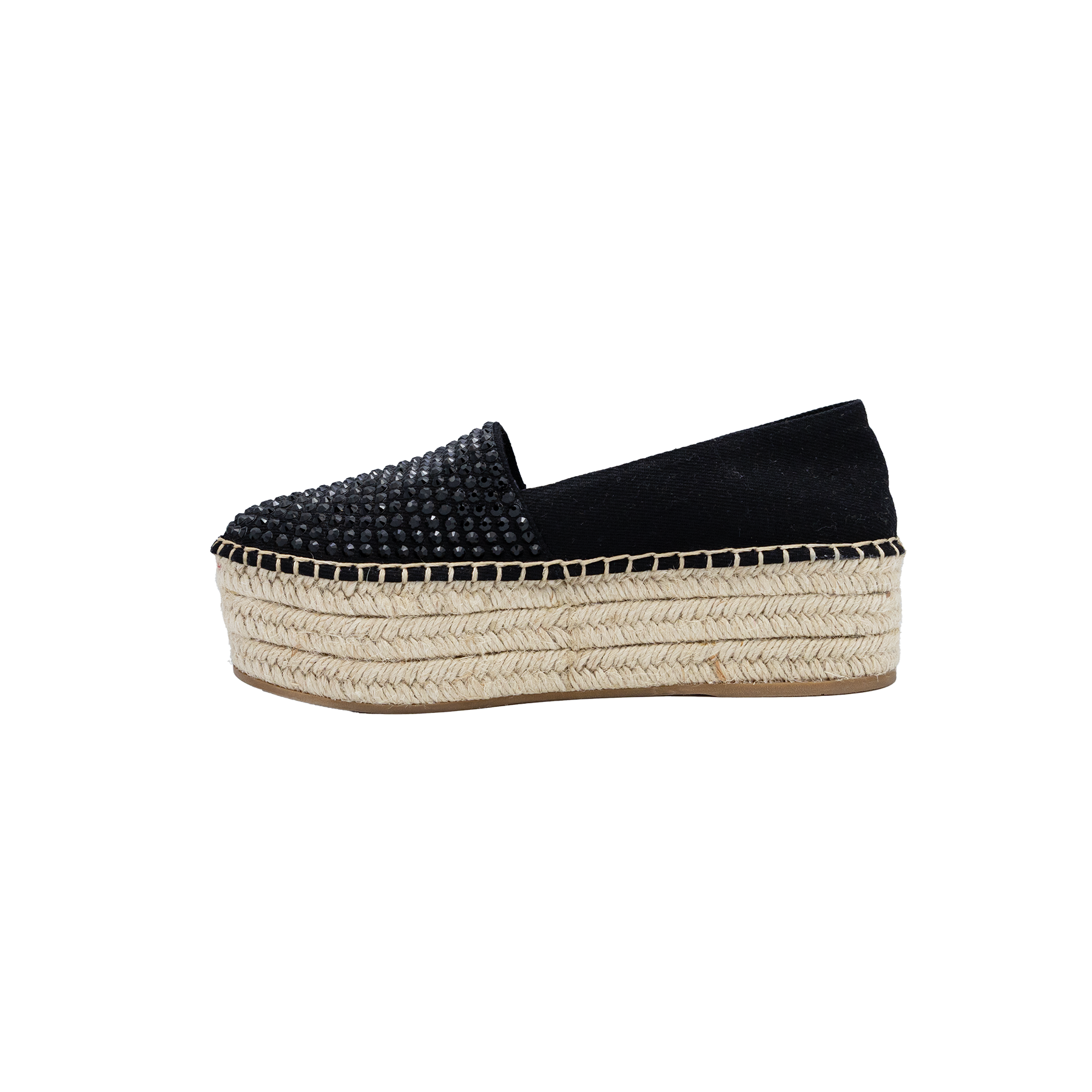 Miu Miu Black Studded Leather Espadrille Flats