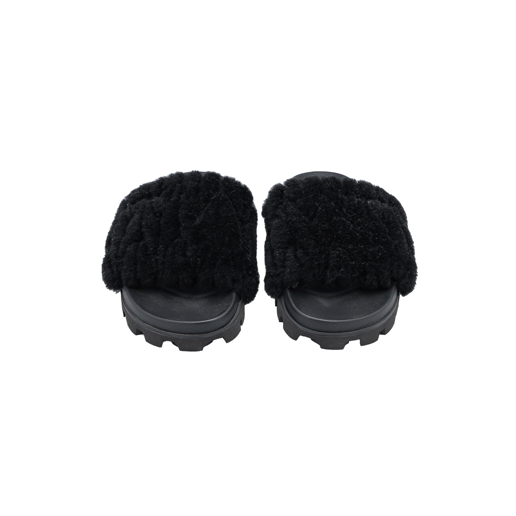 Miu Miu Black Logo Fur Slides - Size 36