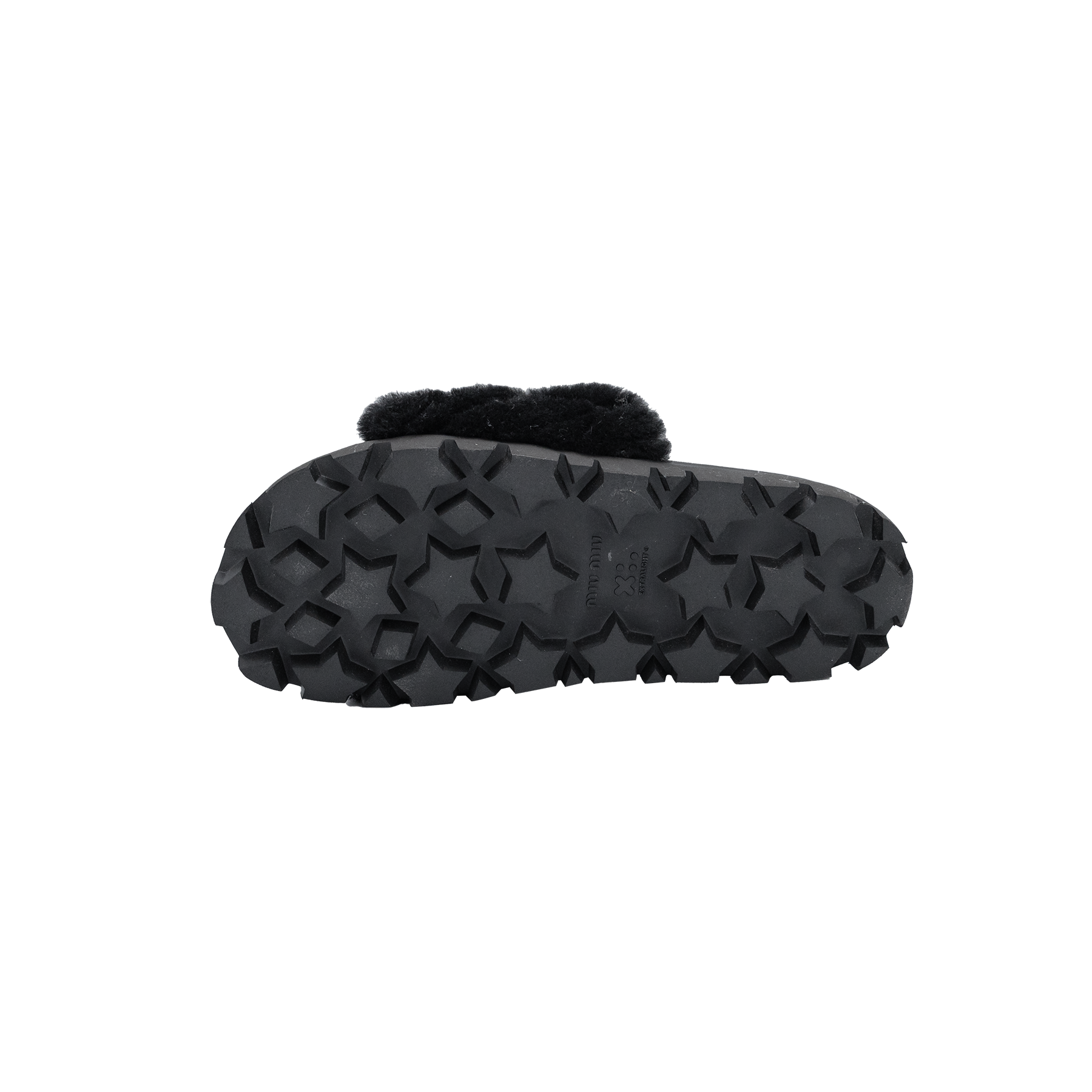 Miu Miu Black Logo Fur Slides - Size 36