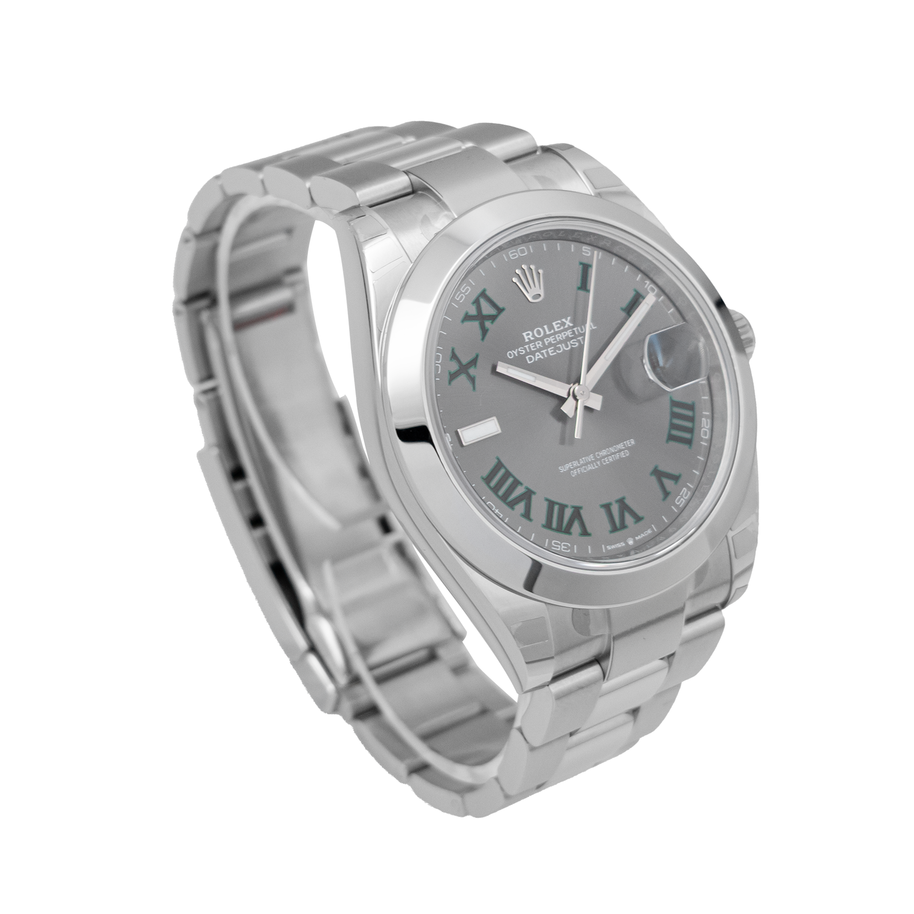 Rolex Datejust 41mm 126300-0014 Wimbledon Slate Grey Dial with Green Roman Numerals - Unworn 2024