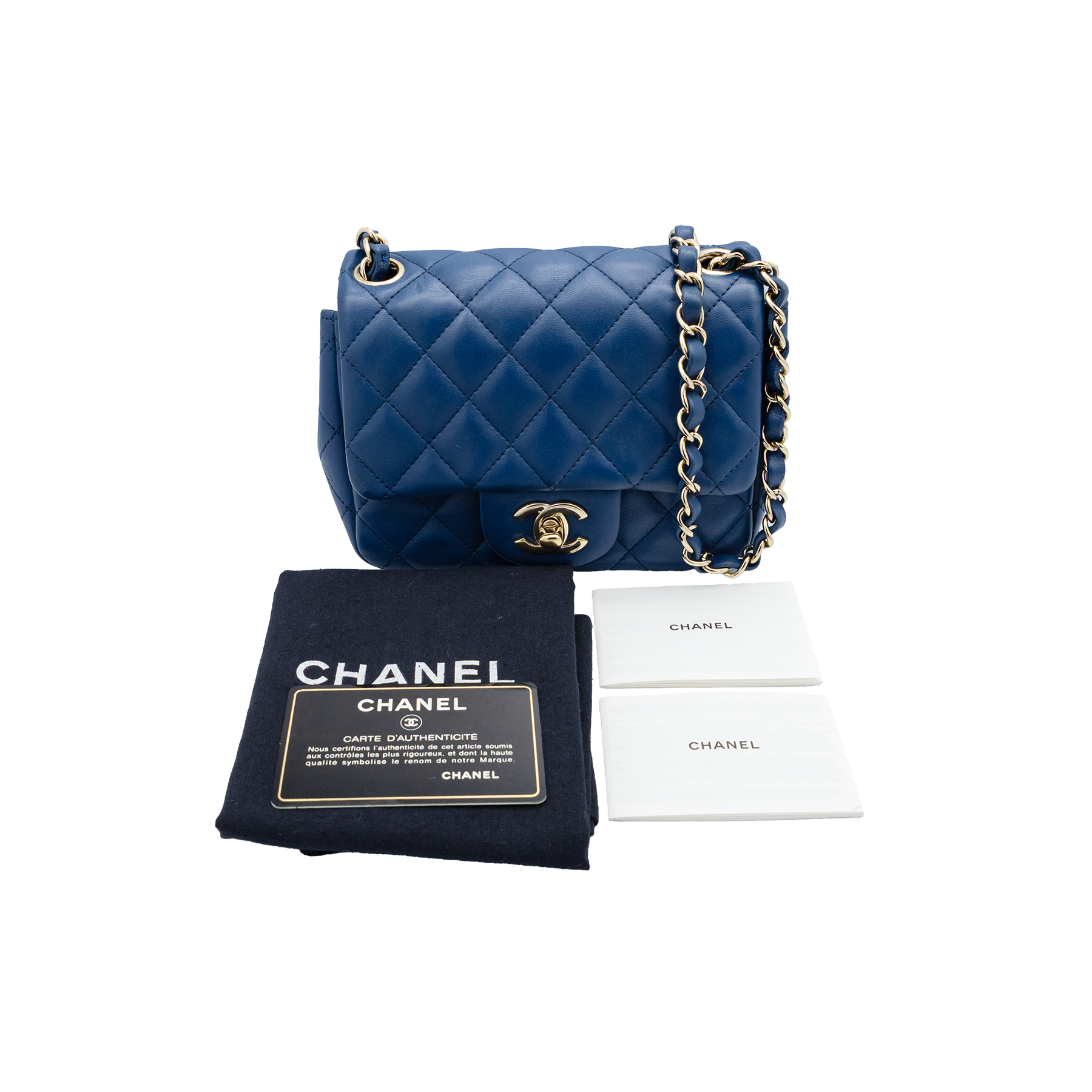 Chanel Blue Quilted Leather Pearl Crush Mini Flap Bag