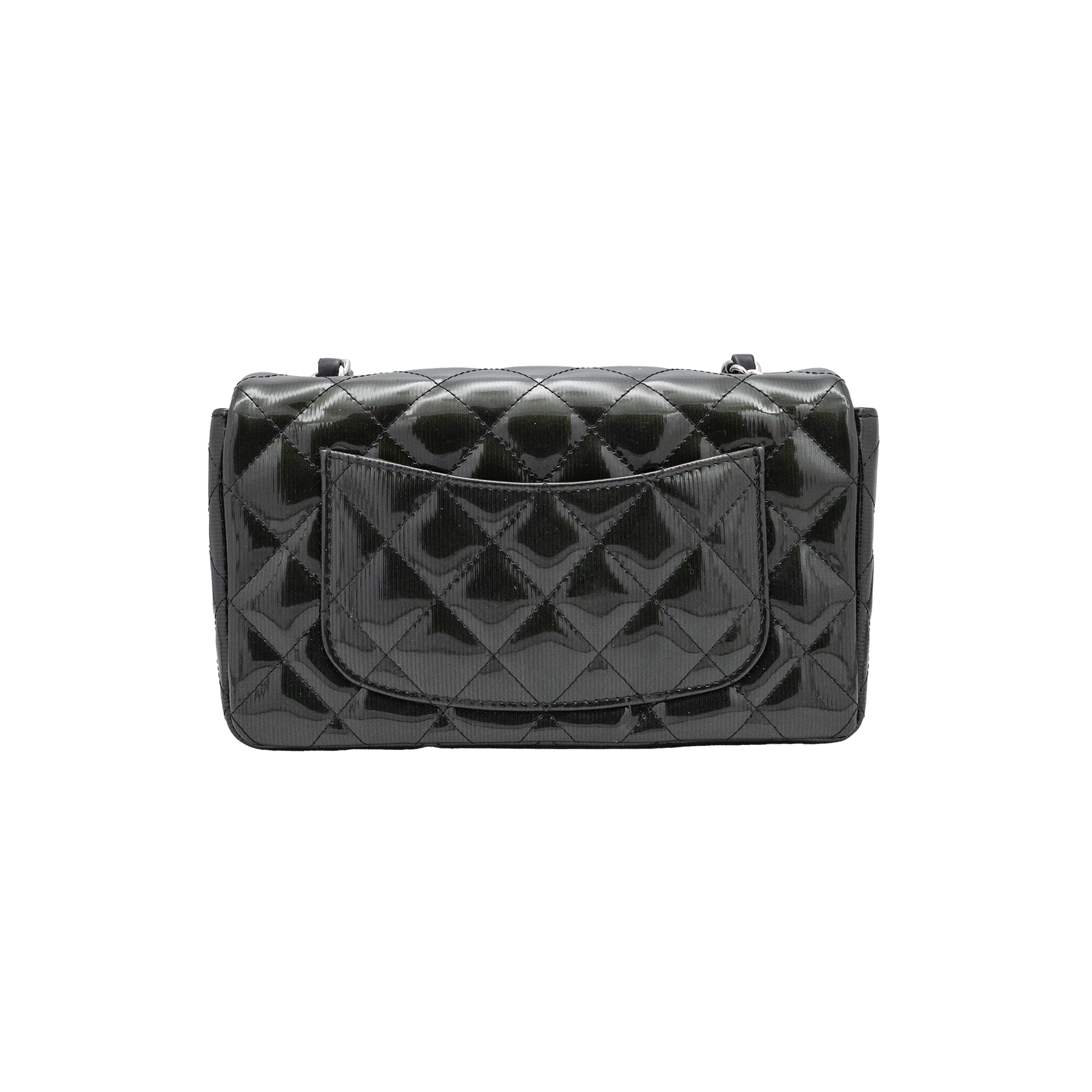 Chanel Olive Quilted Patent Leather Mini Flap Bag