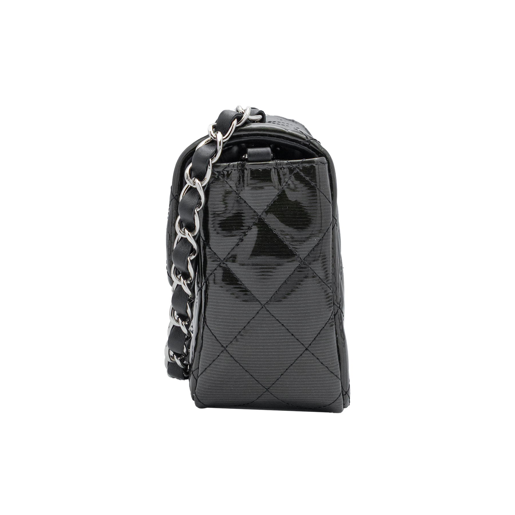 Chanel Olive Quilted Patent Leather Mini Flap Bag