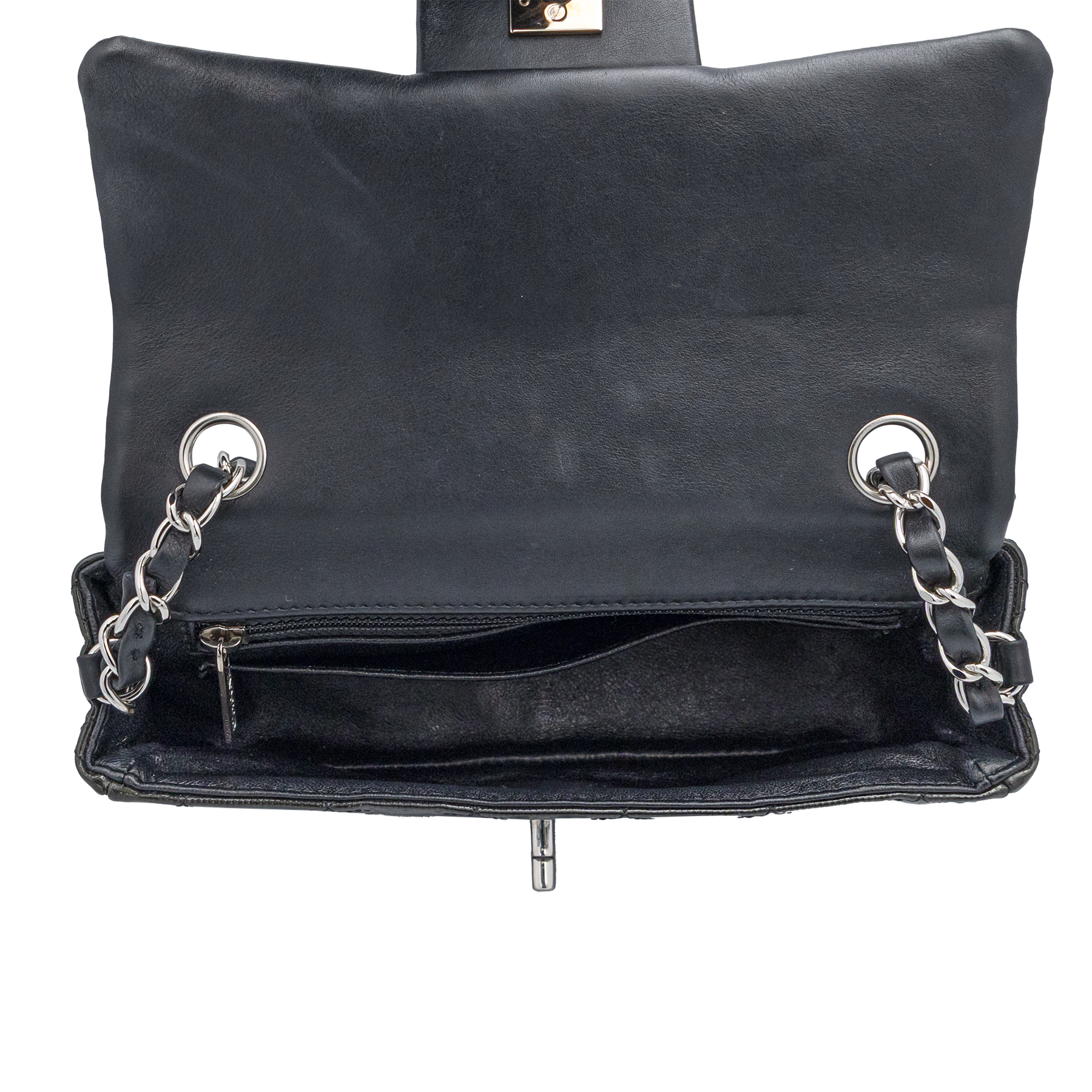 Chanel Olive Quilted Patent Leather Mini Flap Bag