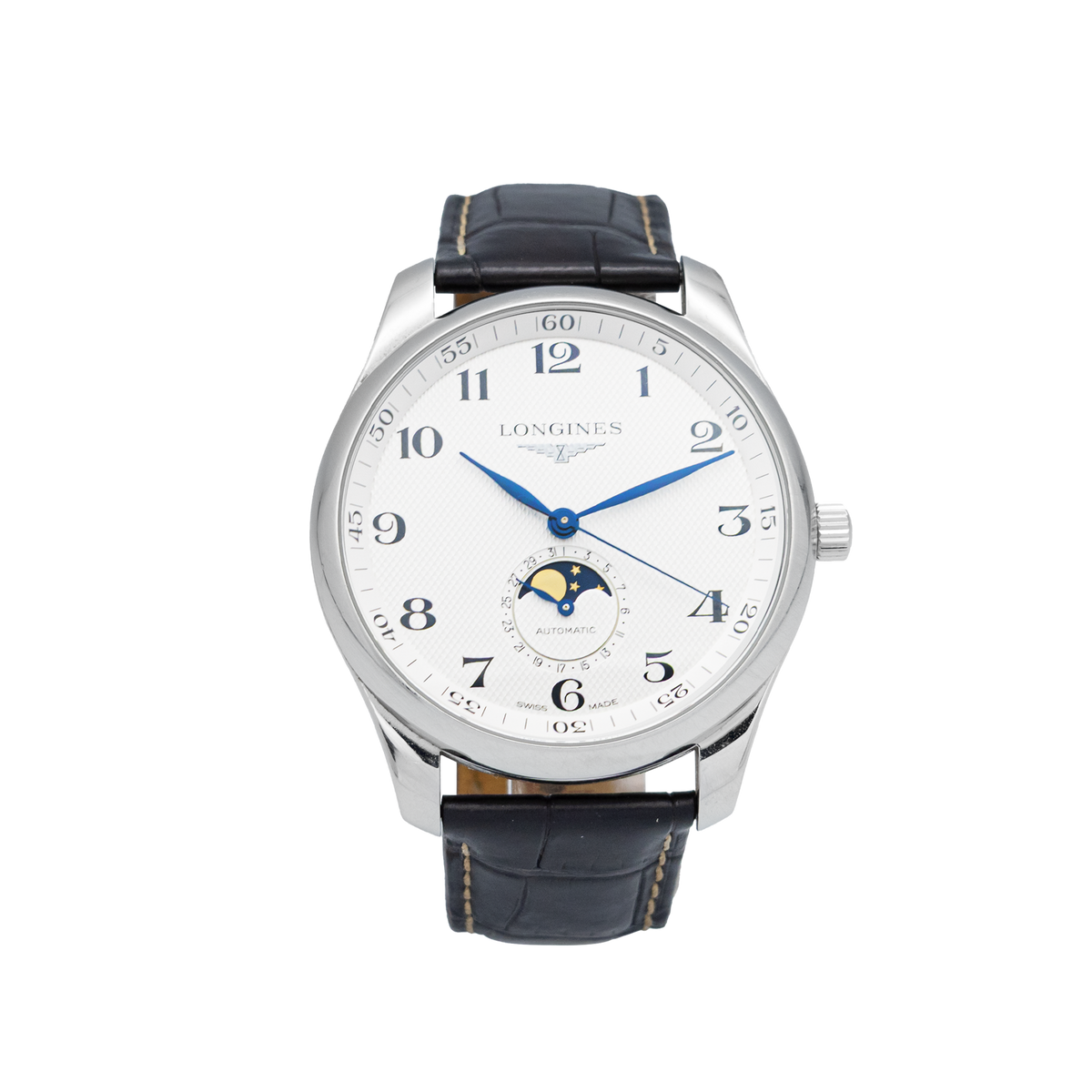 Longines L2.919.4.78.3 42mm Master Collection Moonphase Silver Barleycorn Dial Brown Leather Strap – 2023