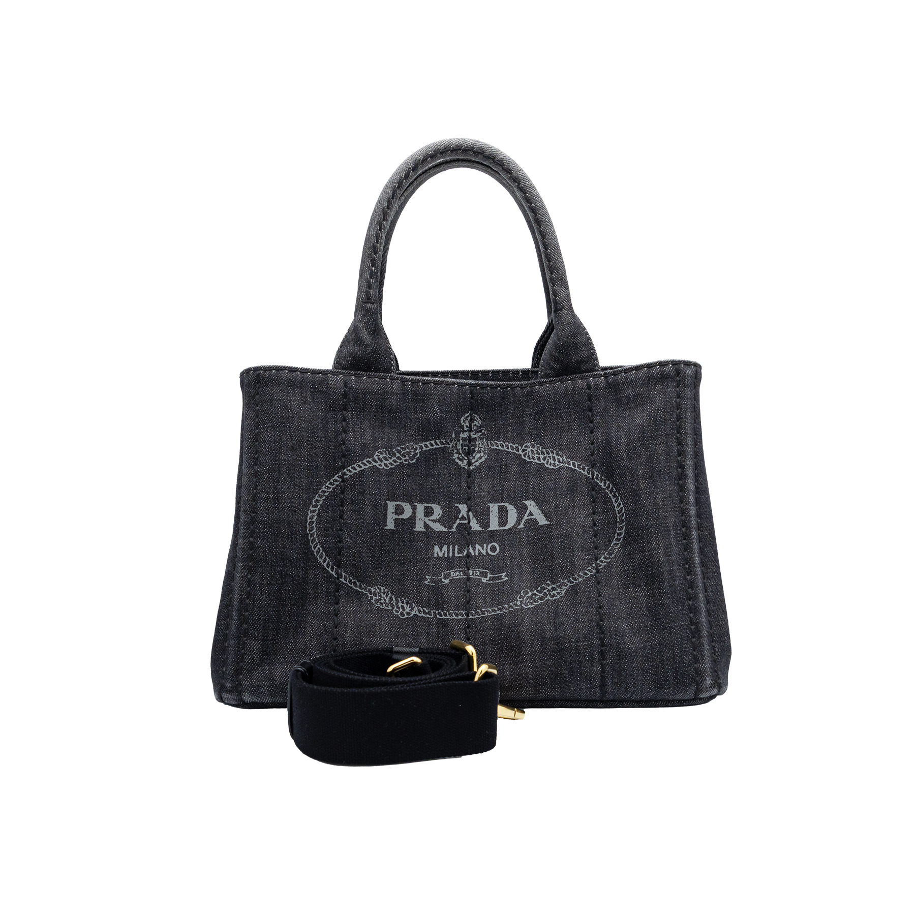 Prada Canapa Tote in Charcoal Denim
