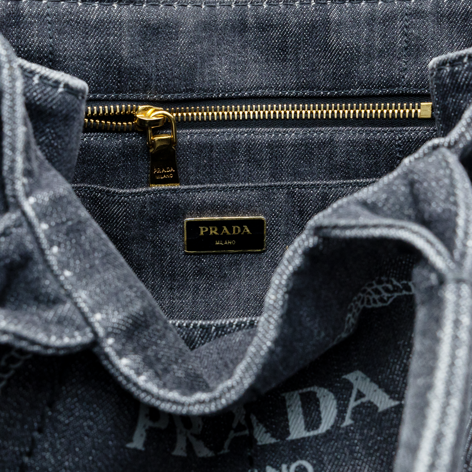 Prada Canapa Tote in Charcoal Denim