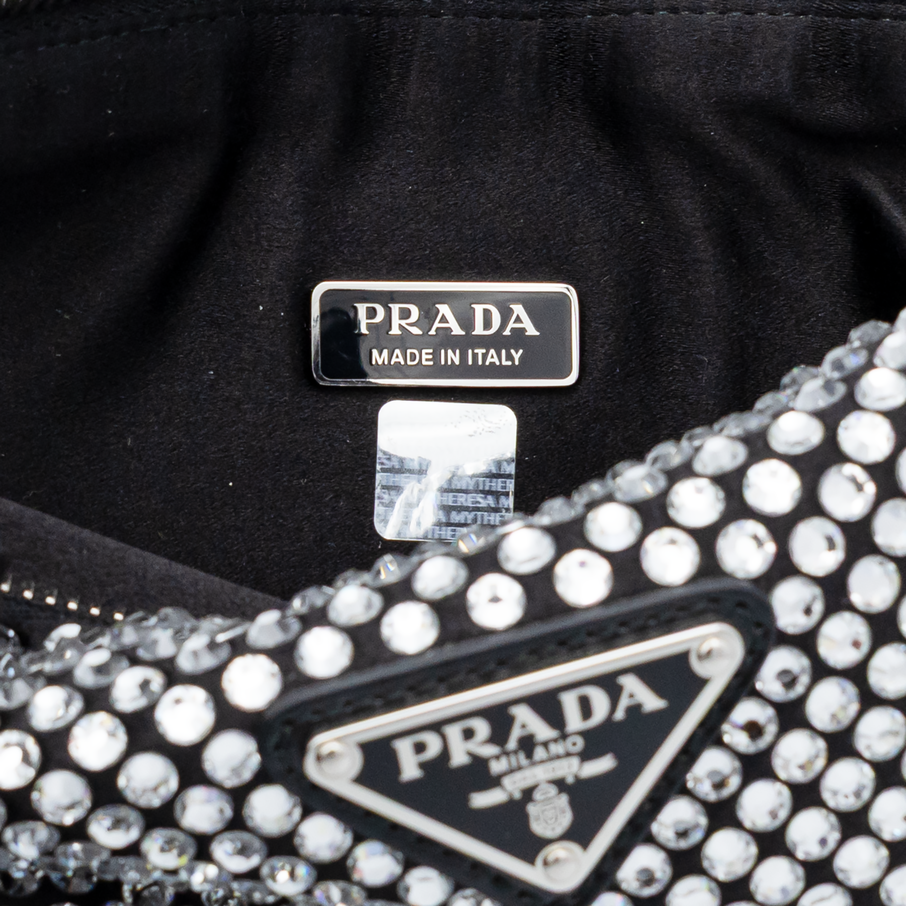 Prada Crystal-Embellished Triangle Shoulder Bag