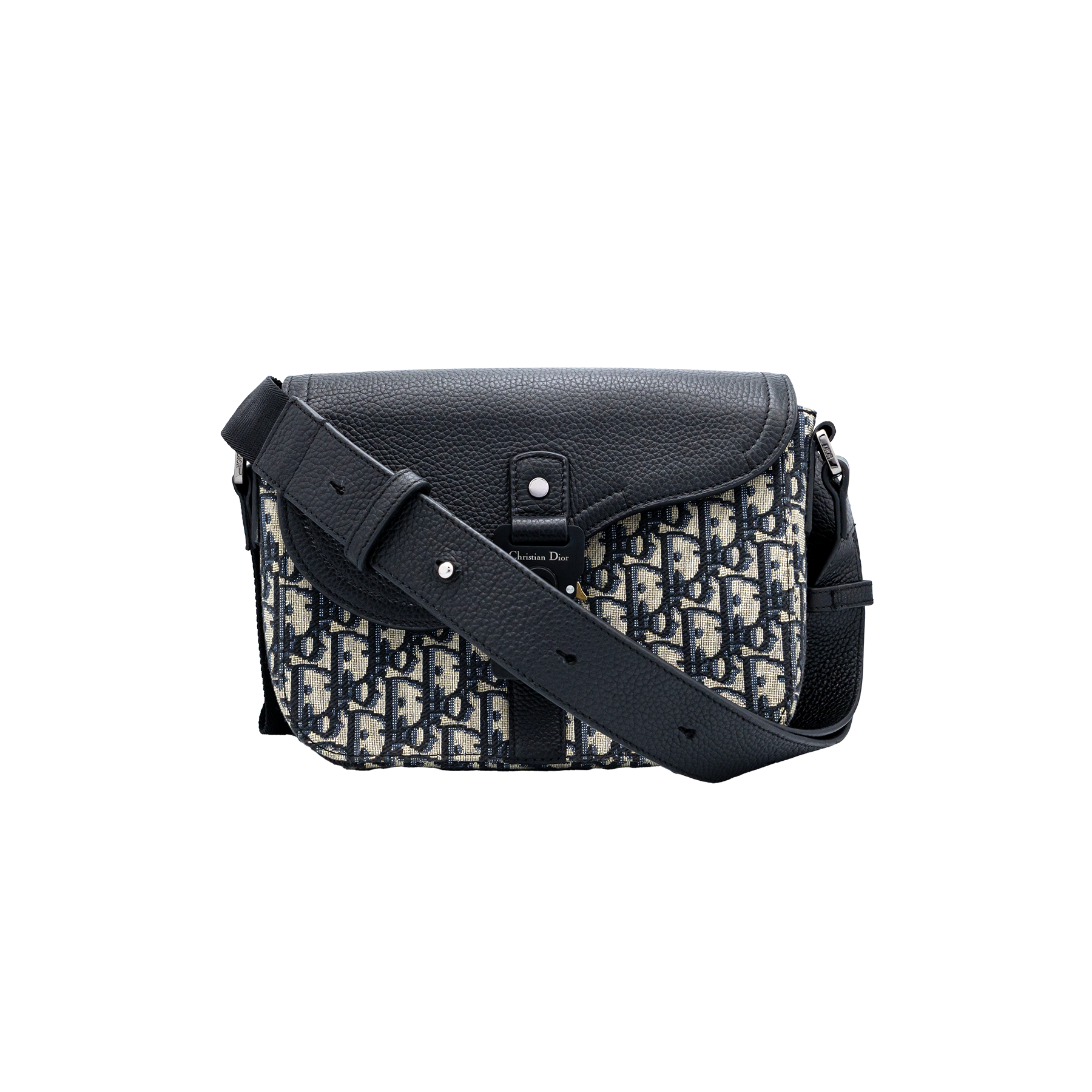 Christian Dior Oblique Jacquard Grained Calfskin Small Saddle Messenger Bag