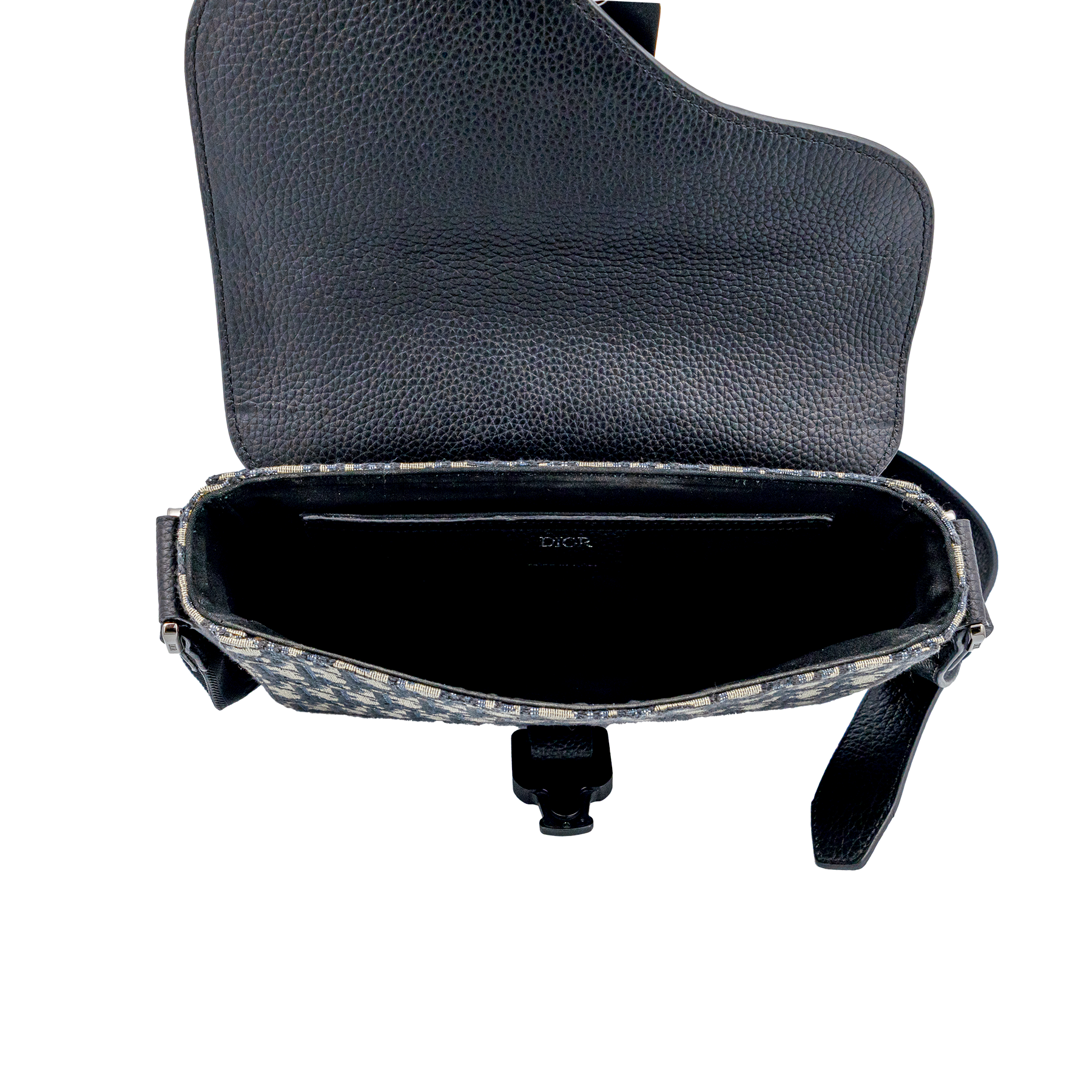 Christian Dior Oblique Jacquard Grained Calfskin Small Saddle Messenger Bag