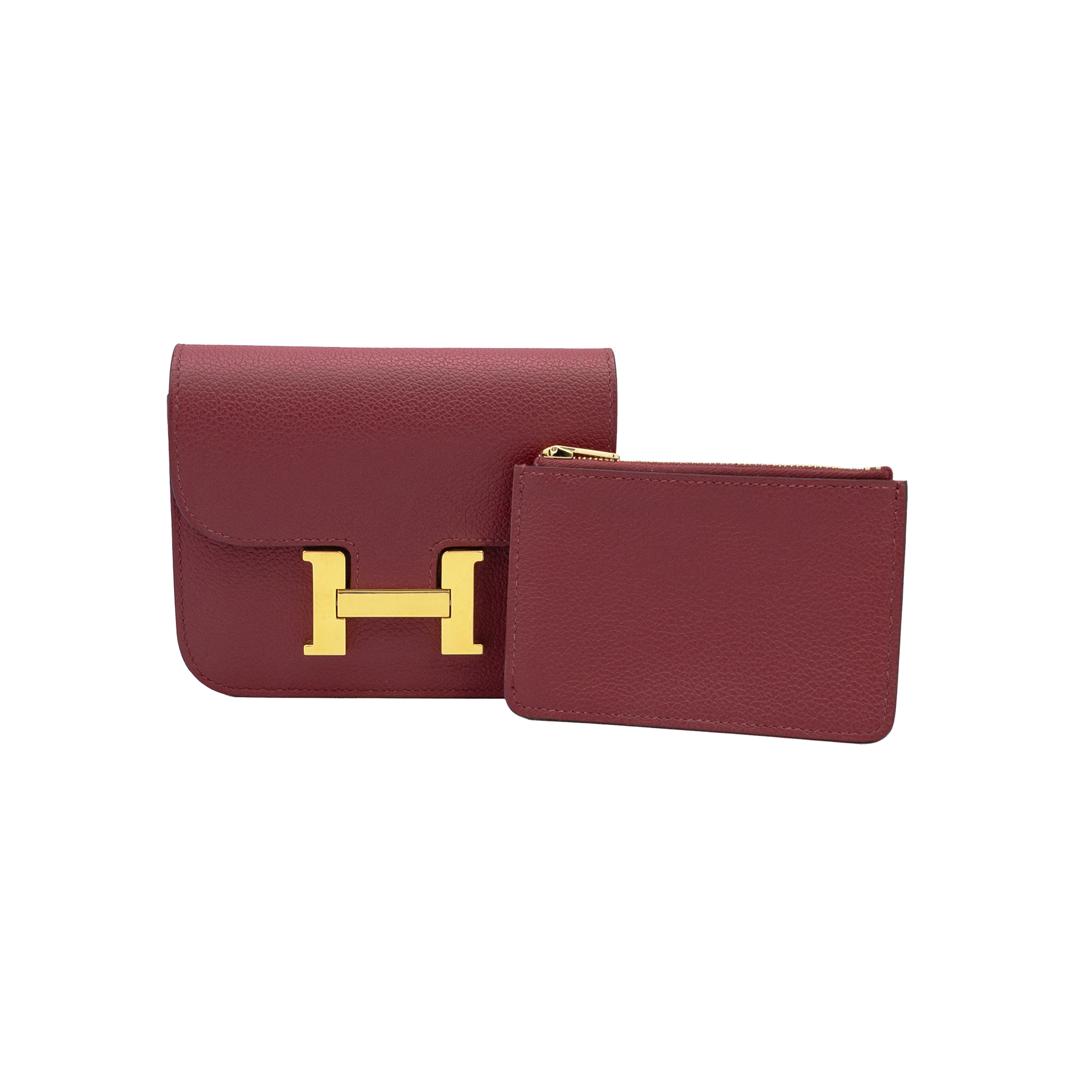 Hermes Rouge H Constance Evercolor Slim Wallet