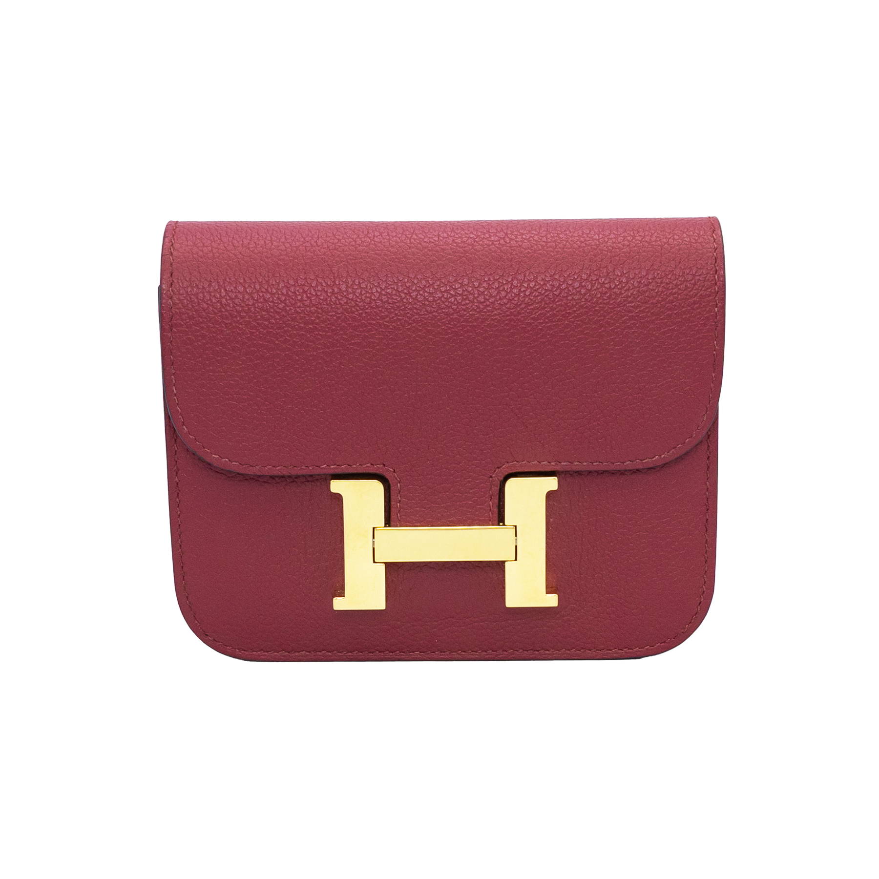 Hermes Rouge H Constance Evercolor Slim Wallet