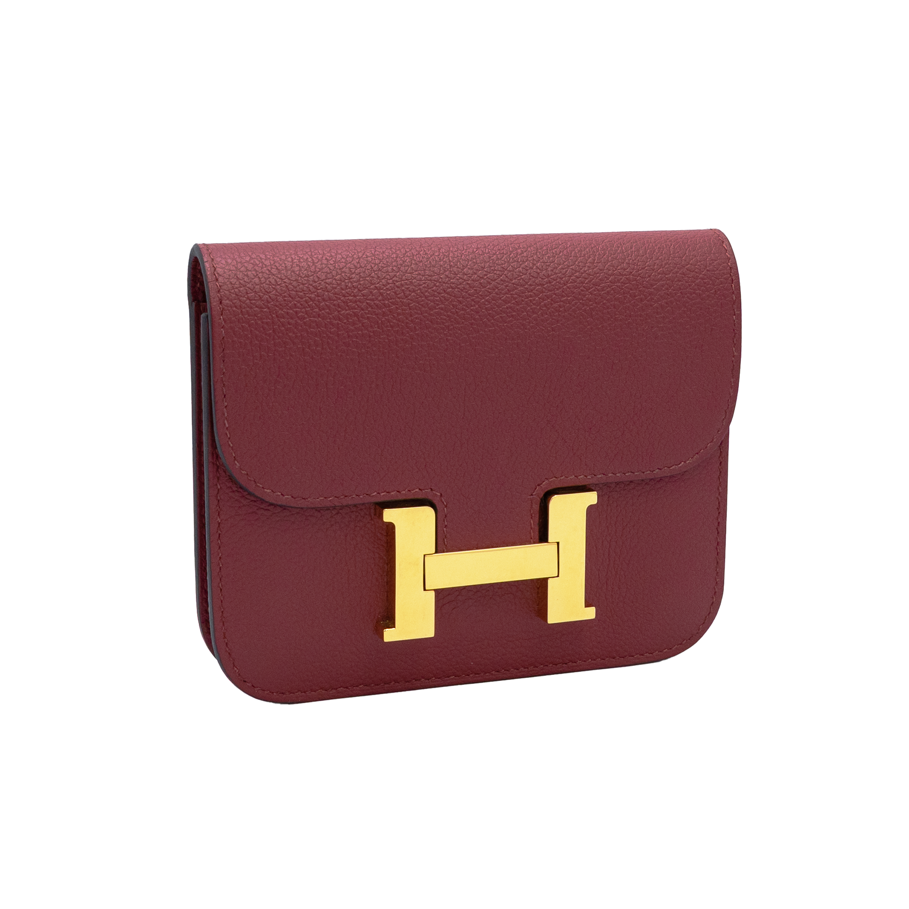 Hermes Rouge H Constance Evercolor Slim Wallet